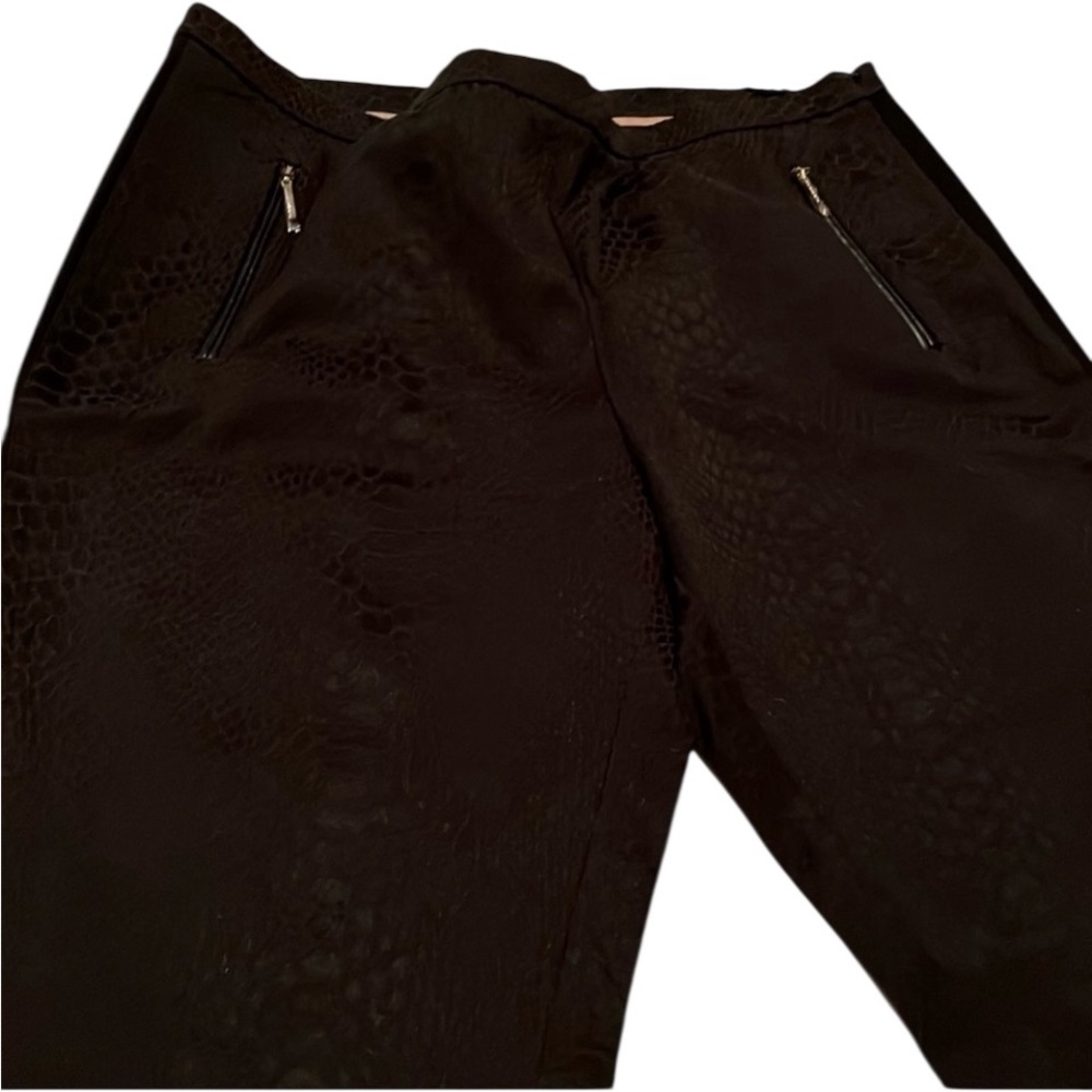 Ted Baker of London 12 black on black alligator embossed dress pants tux stripe